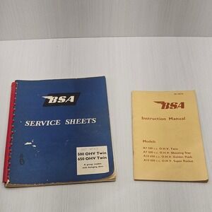 BSA Instruction Manual And BSA Service Sheets Manual Set Twin Shooting Star